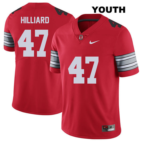 Ohio State Buckeyes Youth Justin Hilliard #47 Red Authentic Nike 2018 Spring Game College NCAA Stitched Football Jersey QL19T13WI